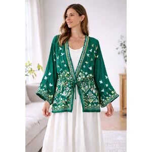 Johnny Was Margeurite Kimono Jacket Greenlake Floral Boho Festival Peasant